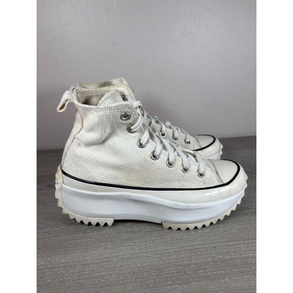 Converse Run Star Hike Hi Top Platform Sneakers Tonal Marble Egret Womens Sz 7 - Picture 4 of 9